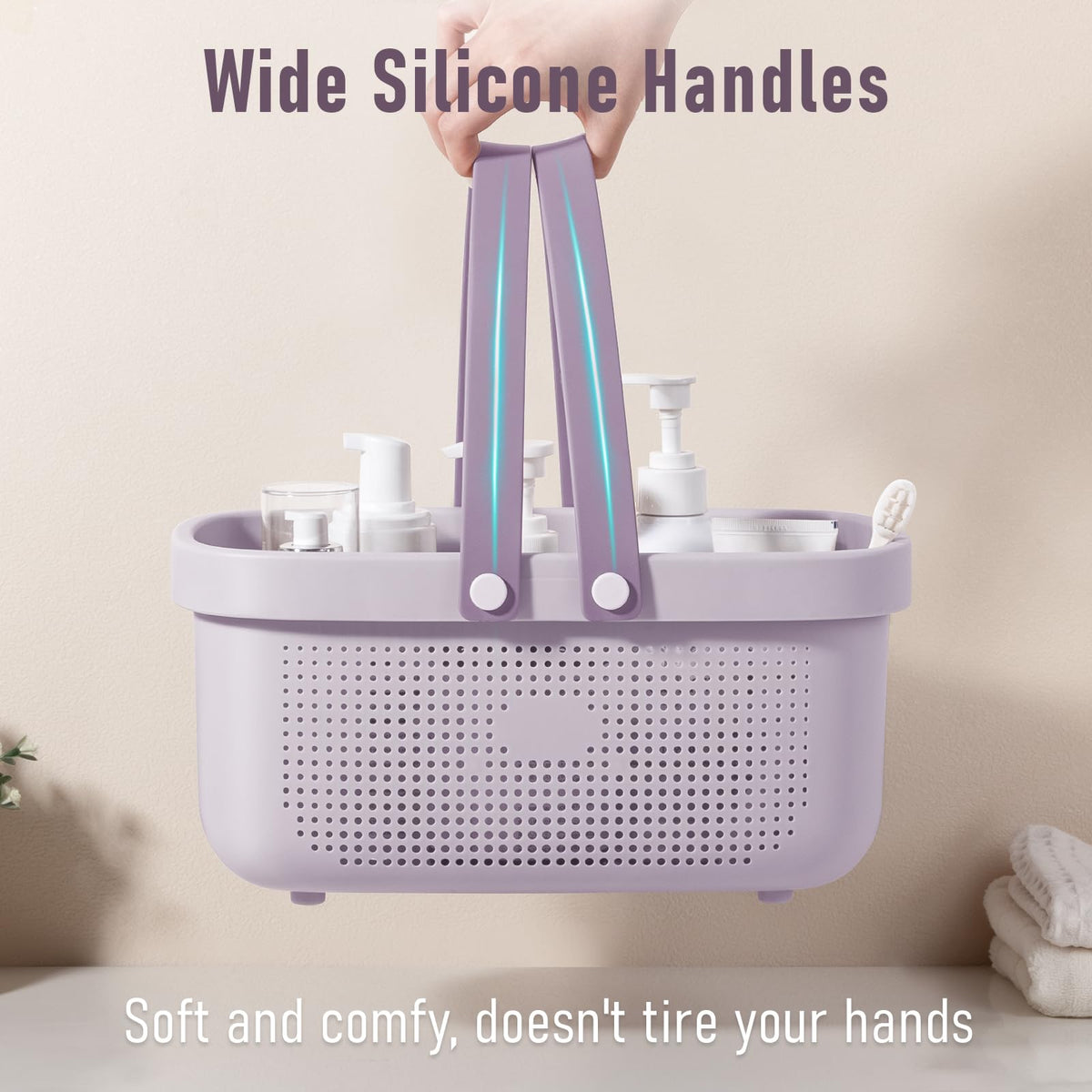 Portable Shower Caddy Basket with Handles Plastic Storage Basket ‌Purple