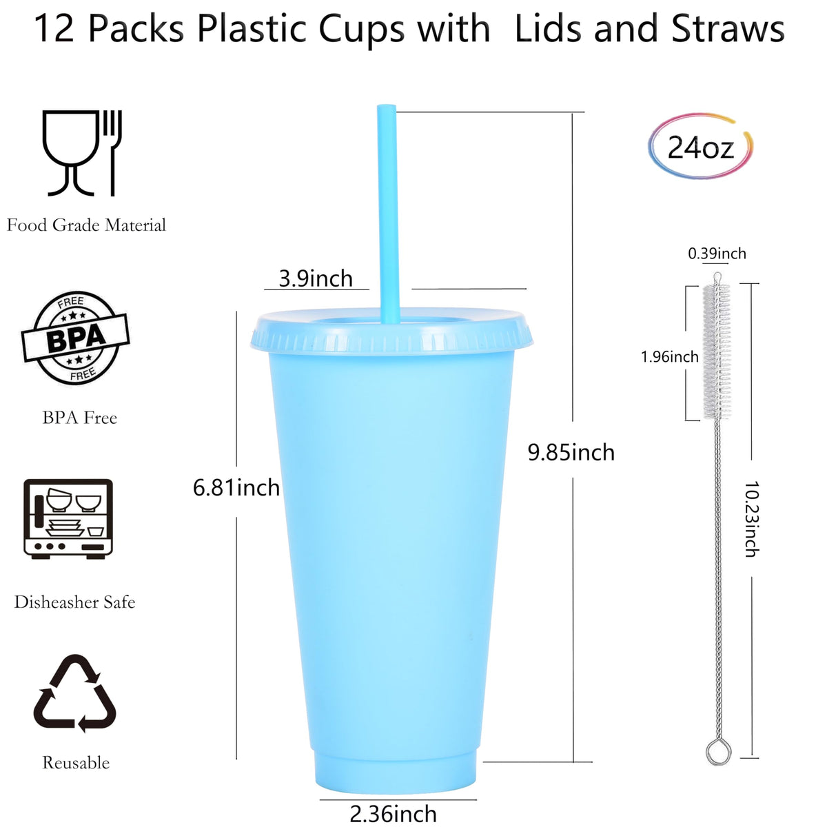 24 oz Reusable Plastic Cups (24 Count)