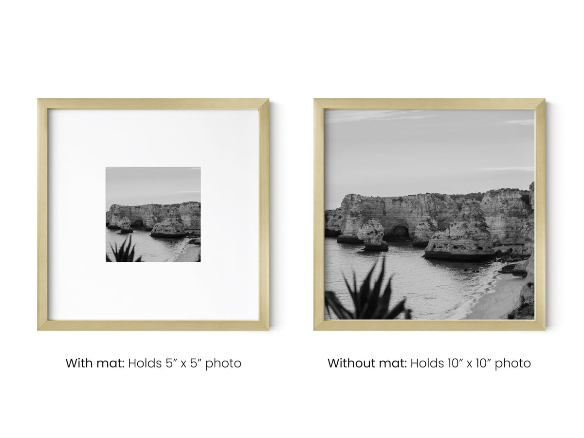 10x10 Gold Metal Picture Frames Matted to 5x5 (9 Count)
