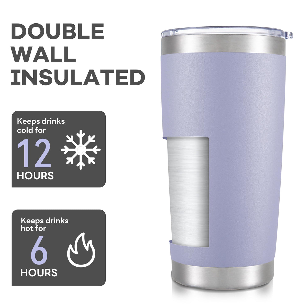 20 oz Tumbler with Lid Stainless Steel Insulated Tumblers Bulk Cups Mug (12 Count)