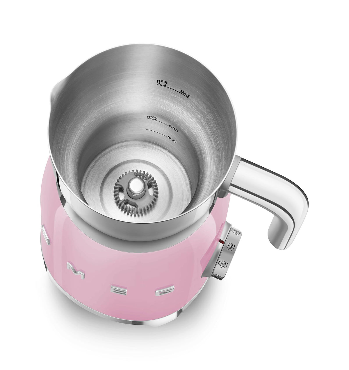 Retro 50's Style Milk Frother with 2 Disks 6 Preset Programs Hot or Cold Frothing and Induction Heating