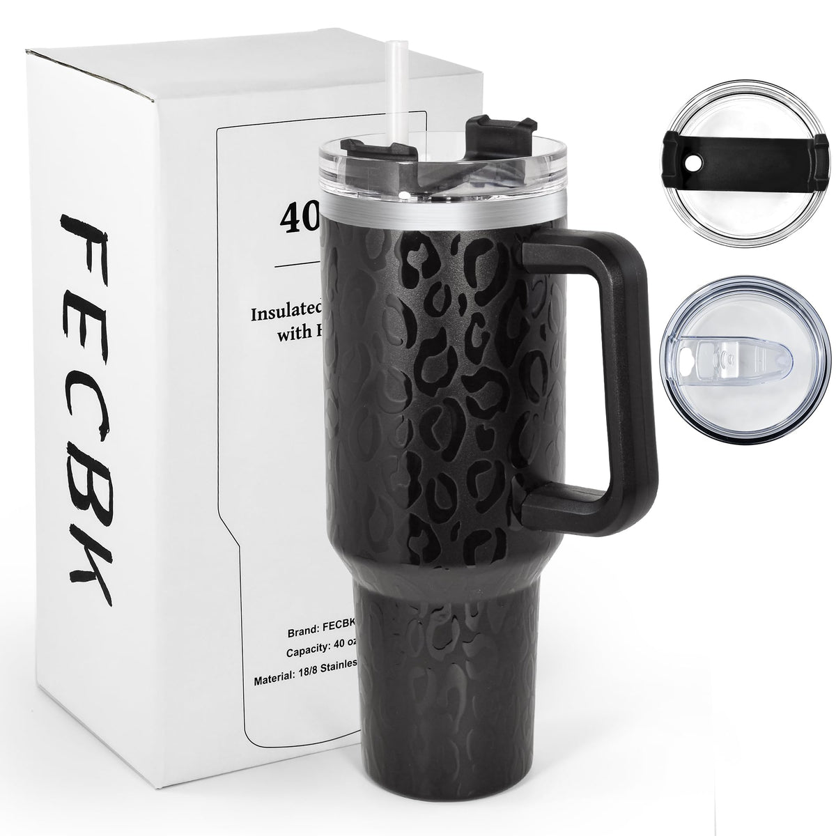 40 oz Tumbler with Handle and Straw