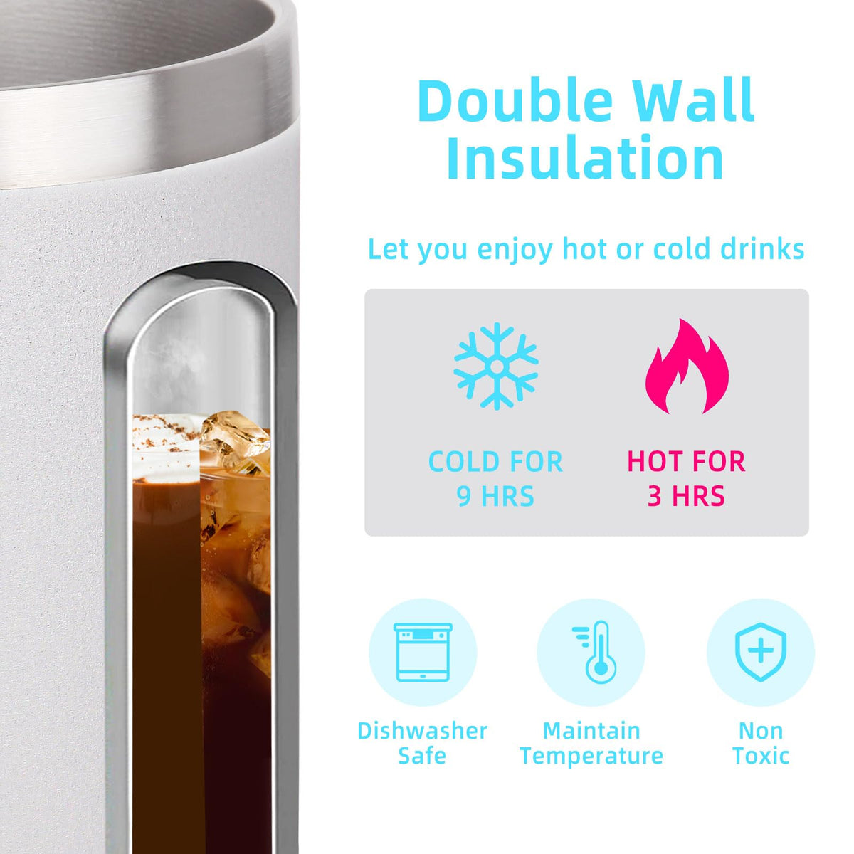 14oz Insulated Stainless Steel Coffee Mug with Lid Bulk 8 Pack (8 Count)