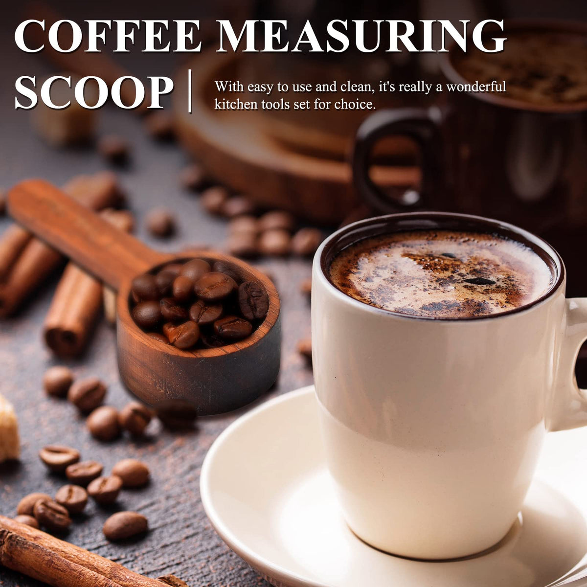 4 Pcs Coffee Wooden Scoop for Canisters Jars 15ml 1 Tablespoon (4 Count)