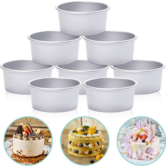 4 Inch Aluminum Round Cake Pan (8 Count)
