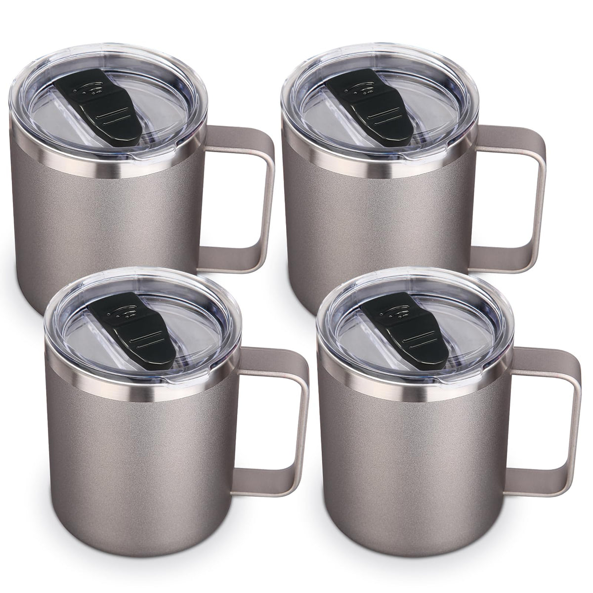 14oz Insulated Stainless Steel Coffee Mug with Lid Bulk 4 Pack (4 Count)