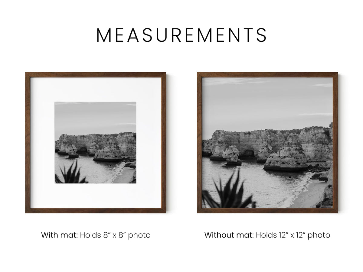Walnut Square Frames 12x12 Matted to 8x8 (3 Count)