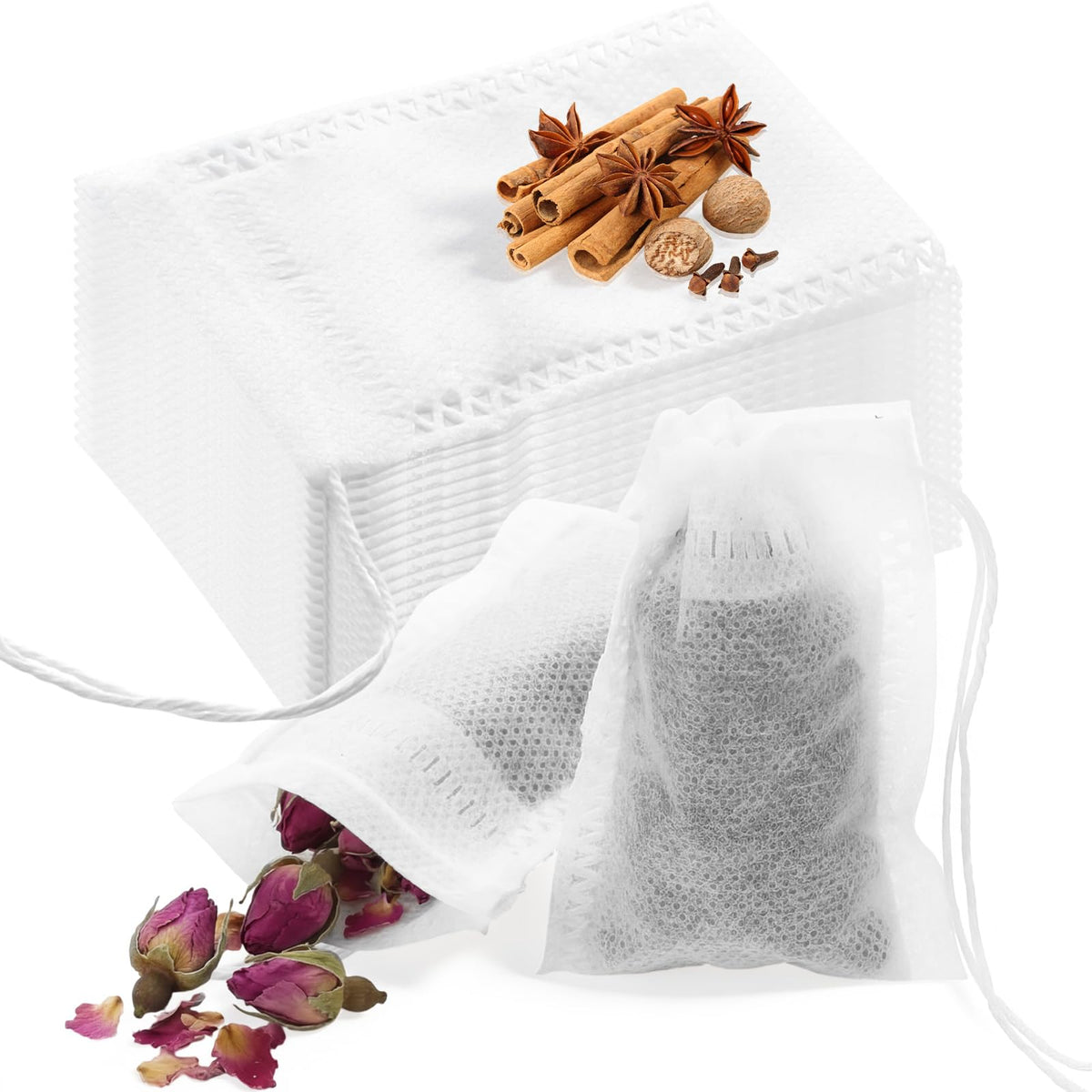 1800 Pcs Tea Bags for Loose Leaf Disposable Tea Filter Bags Bulk Natural Empty Drawstring Infuser Sachets for Coffee Spices Herbs (1800 Count)