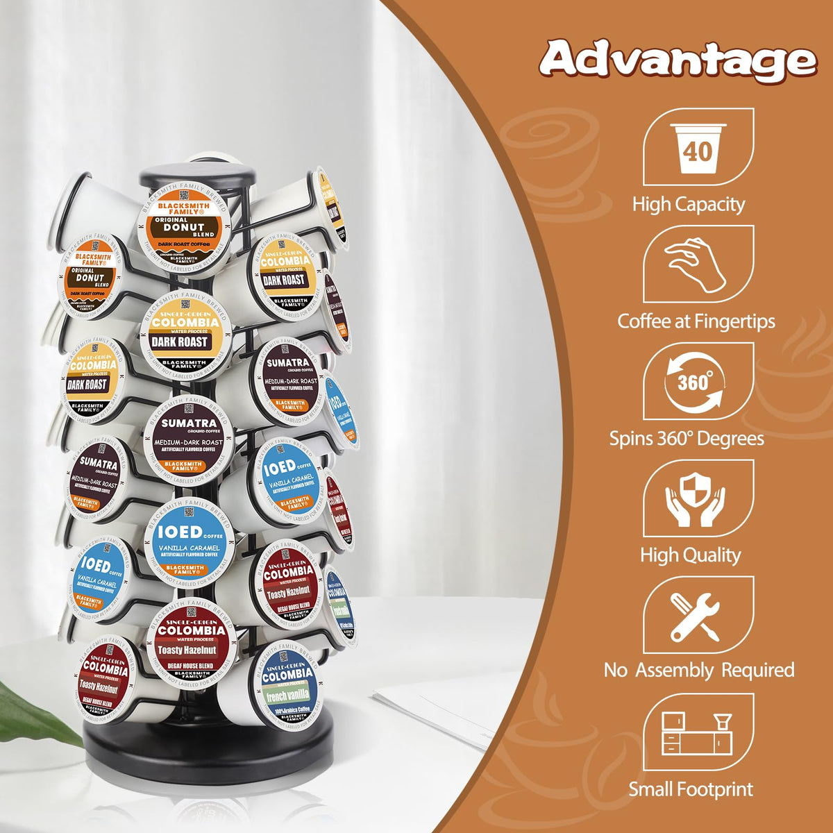 K Cup Holder Coffee Pods Holder Storage Organizer Stand 40 Pods Capacity