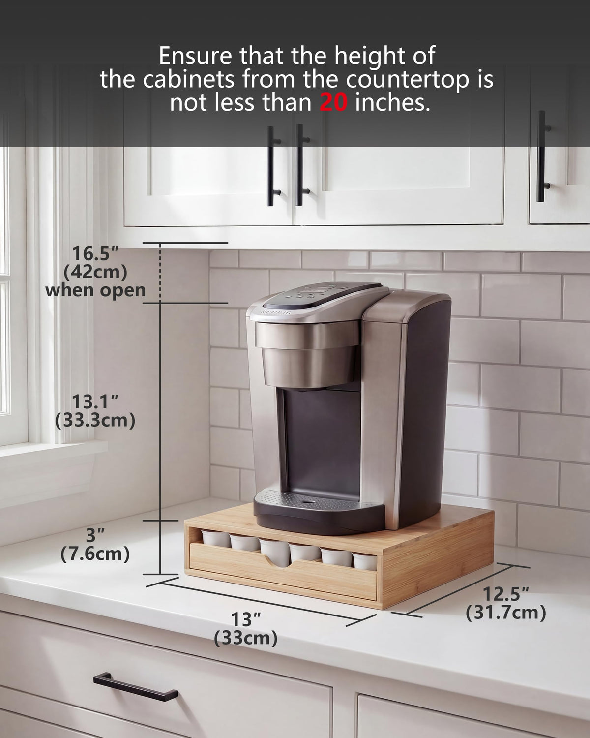 Bamboo Coffee Pod Drawer Organizer Compatible with K