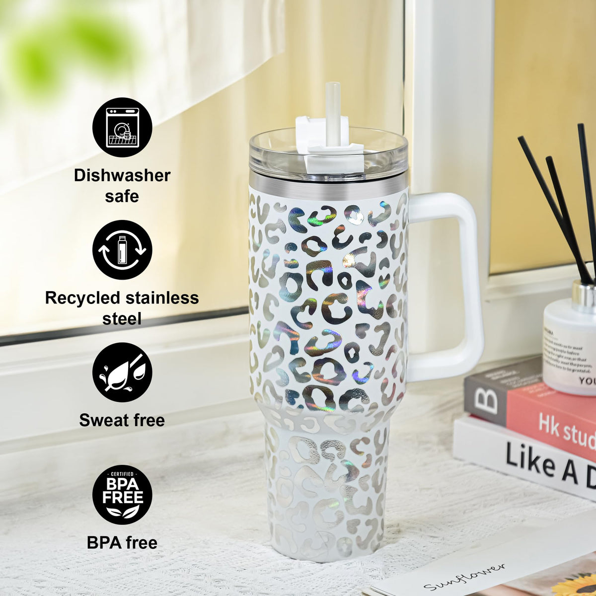 40 oz Tumbler with Handle and Straw