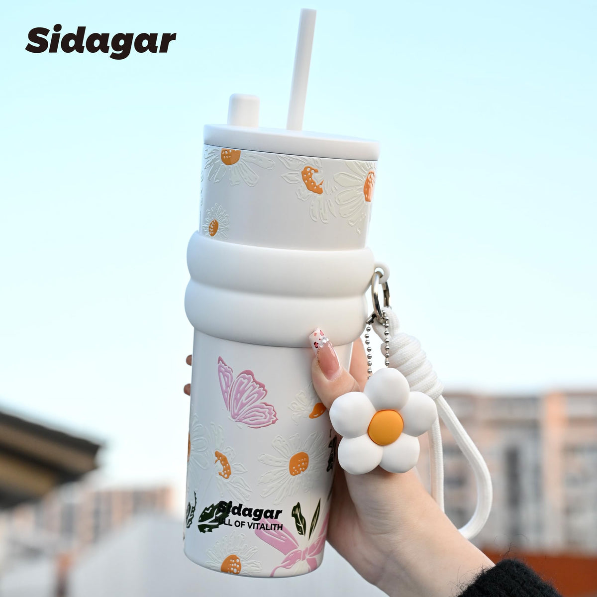 24 oz Stainless Steel Tumbler with Lid and Straw