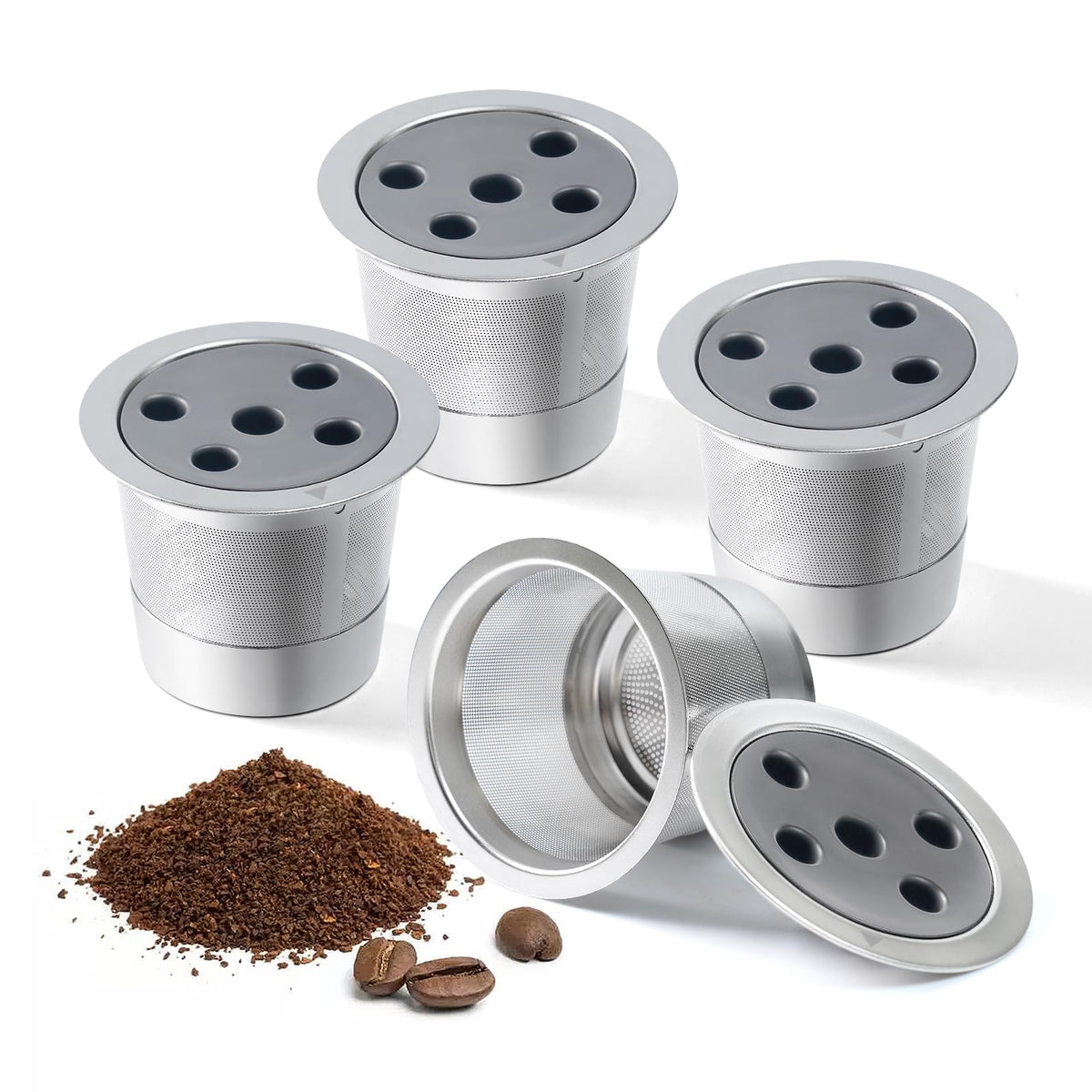 4 Pack Stainless Steel Reusable K Cups Compatible with Keurig Supreme & Supreme Plus