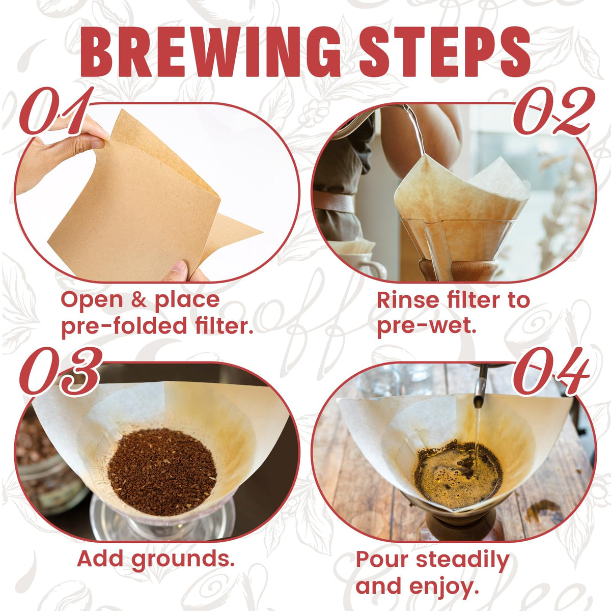 Pre Folded Unbleached Cone Coffee Filters (80 Count)