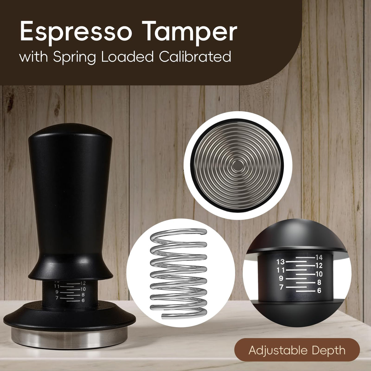 7 Pcs 58mm Espresso Tamper Tools Accessories Kit for Coffee WDT Tool Set