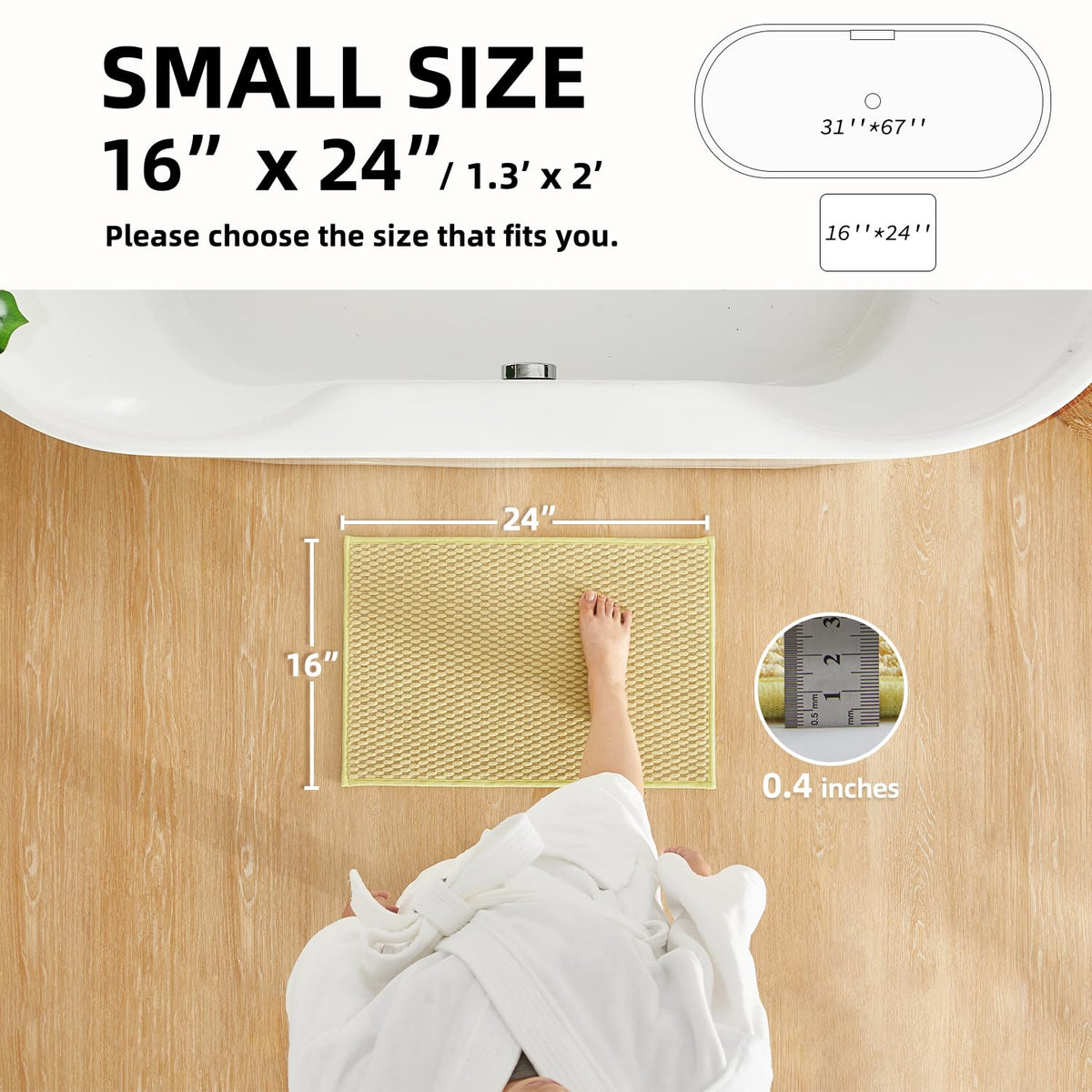 Bathroom Rugs Non Slip Washable (2.6667 Sq Ft)