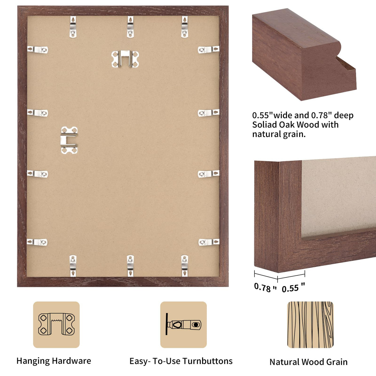 20x30 Solid Oak Wood Picture Frames (3 Count)