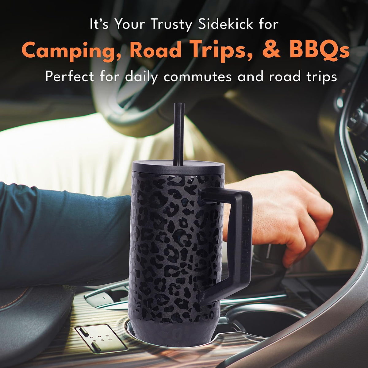 Spill Proof 40oz Insulated Tumbler with Handle & Straw Travel Mug