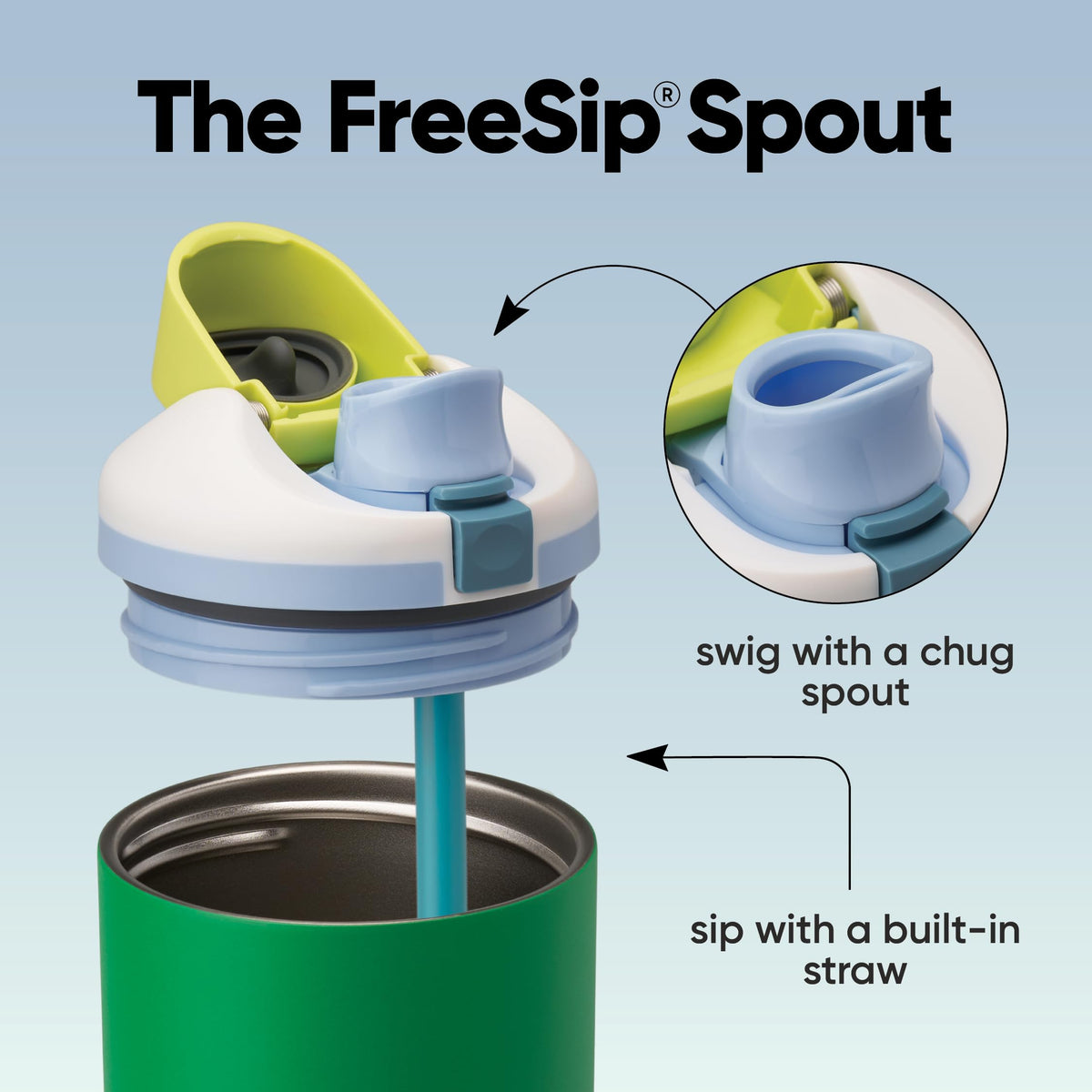 FreeSip Tumbler Stainless Steel Water Bottle 40 oz Putting Green