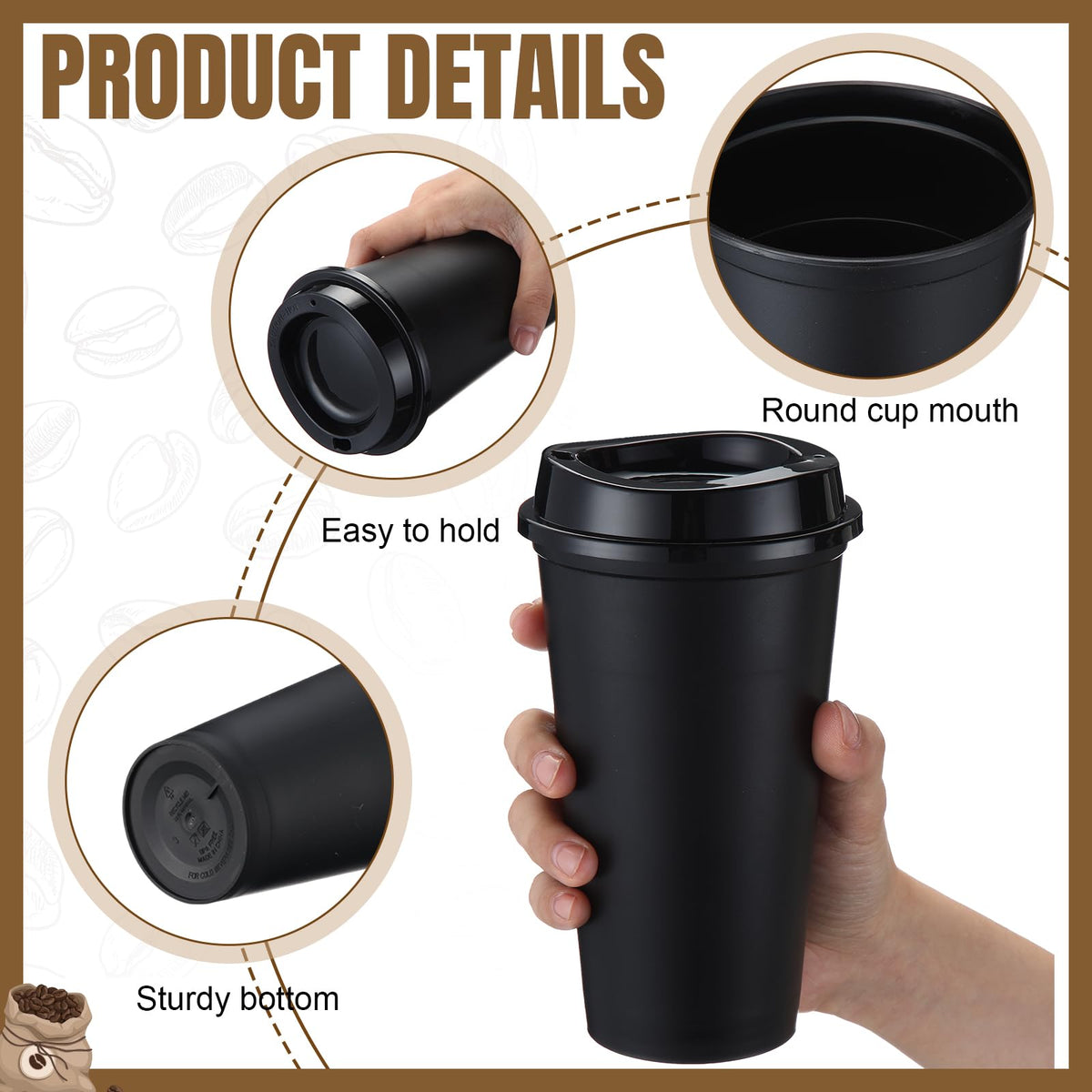 45 Pack 16 oz Reusable Coffee Cups with Lids Water Bottle Iced Coffee Travel Mug Reusable Portable Plastic Tea Tumblers Bulk for Hot and Cold Drinks Birthdays Party (45 Count)