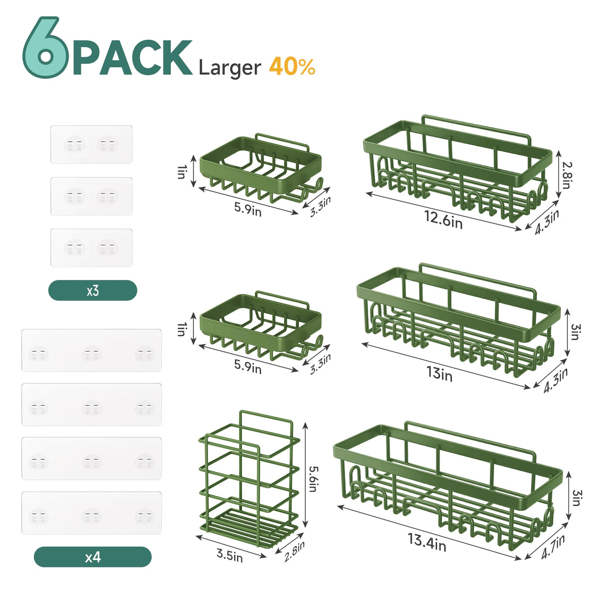 Rustproof & Waterproof Shower Caddy 6 (6 Count)