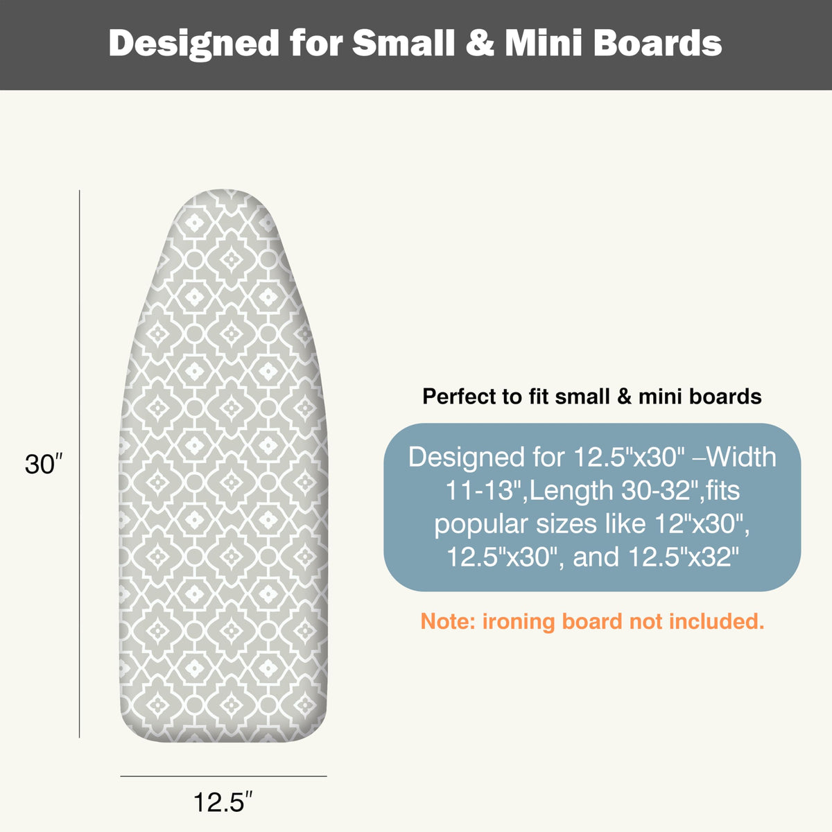 Small Ironing Board Cover and Pad 12.5"x30" Small Iron Board Cover with Padding