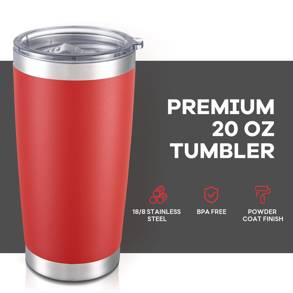 20 oz Tumbler with Lid Stainless Steel Insulated Tumblers Bulk Cups Mug (4 Count)
