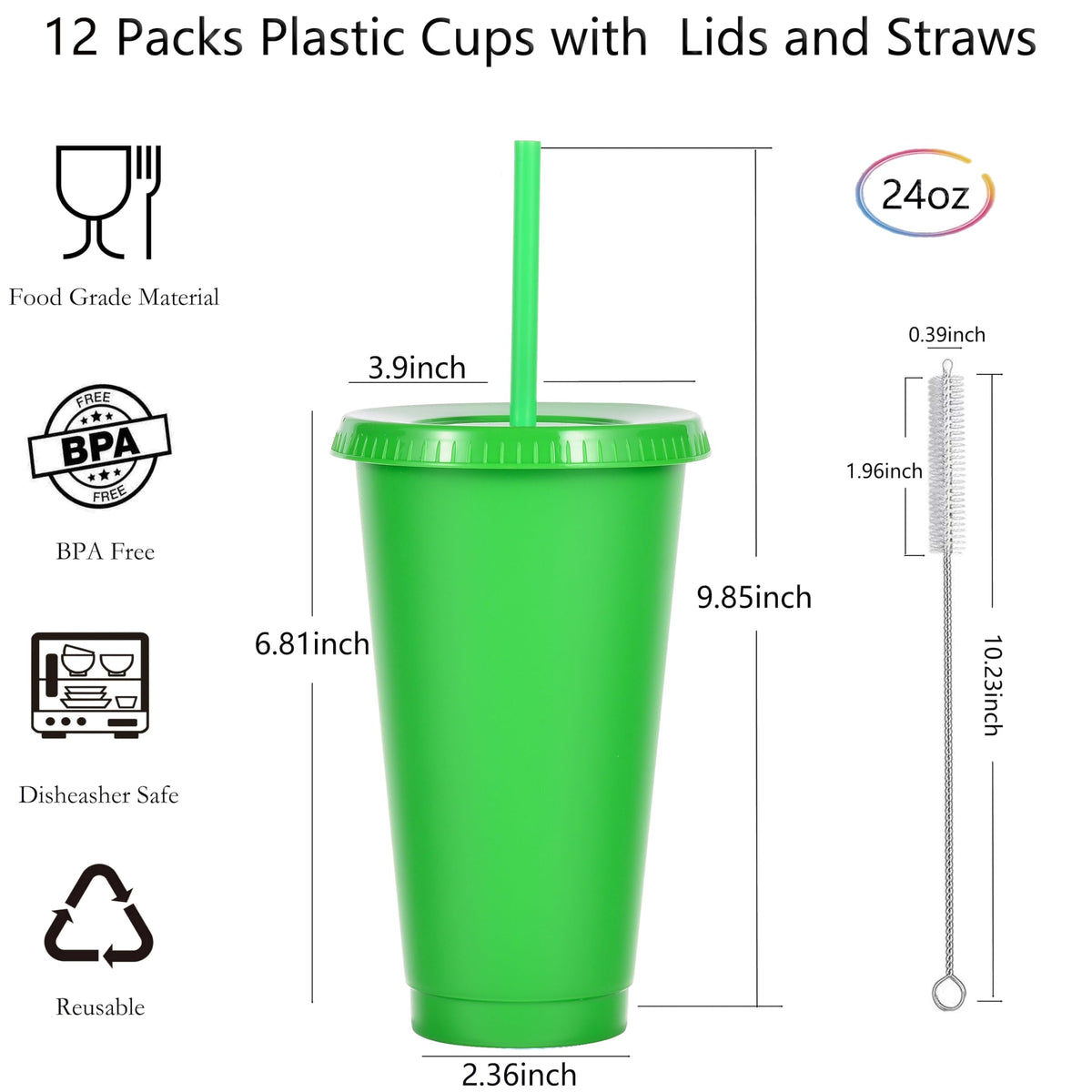 24 oz Reusable Plastic Cups (24 Count)