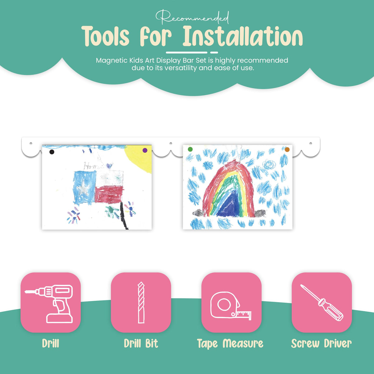 Scalloped Magnetic Art Display for Kids Artwork & Photos