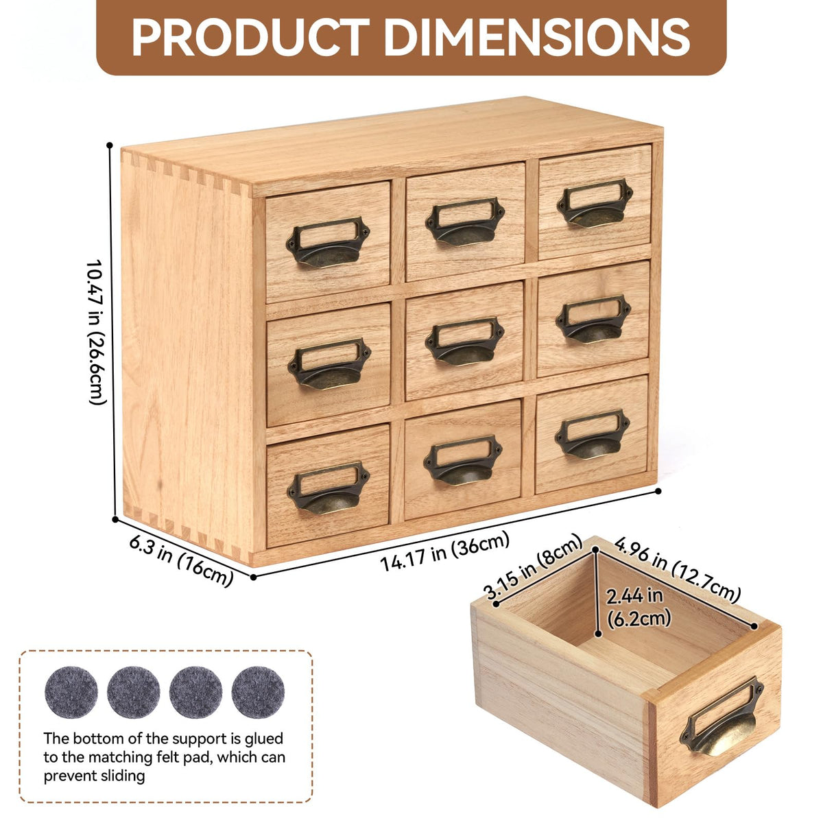 Wooden Desk Organizer with 9 Drawers
