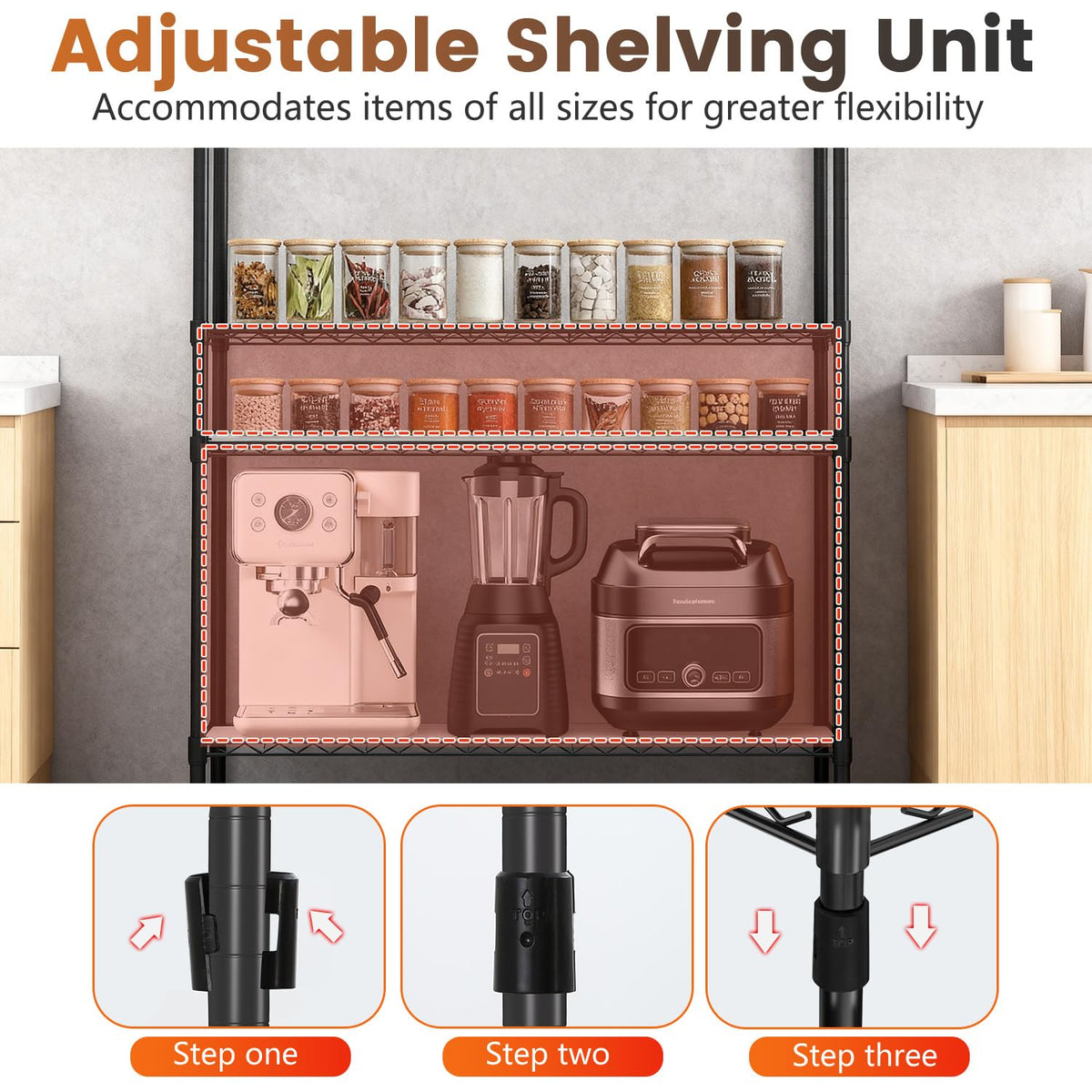 6 Tier Wire Storage Shelves with PP Shim