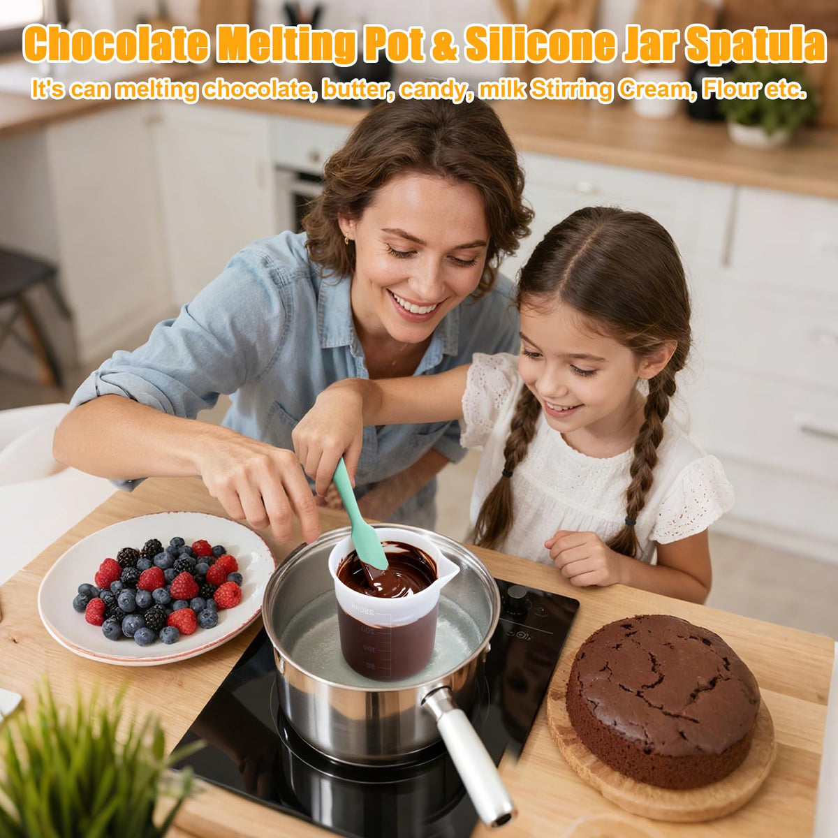 Silicone Chocolate Melting Cup Set with 4 Silicone Measuring Cups (8 Count)