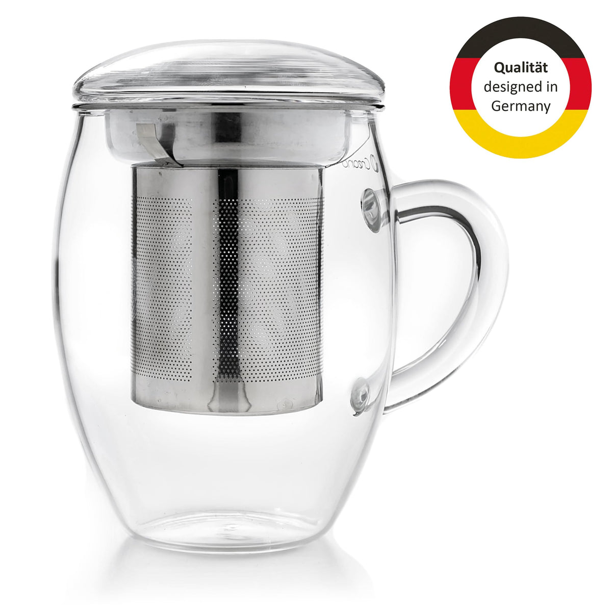 2pcs All-In-One Tea Glass with Stainless Steel Infuser and Lid - 14oz (400ml) (2 Count)