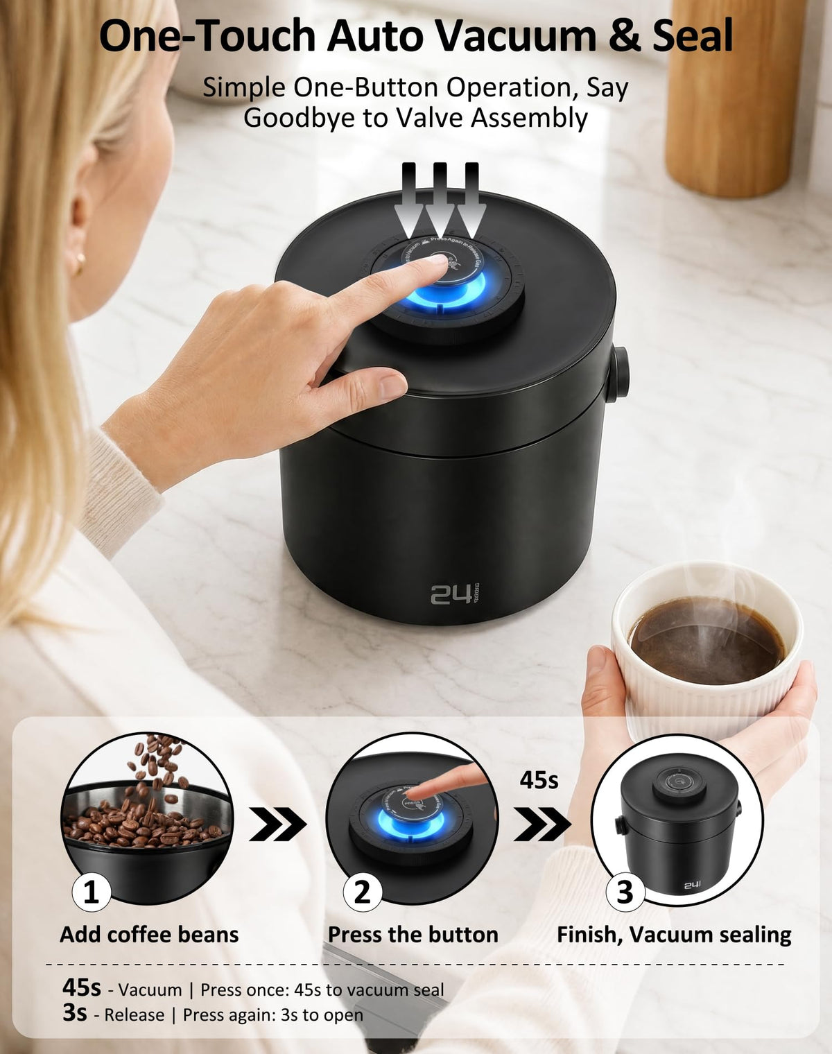 Auto Vacuum Coffee Canister