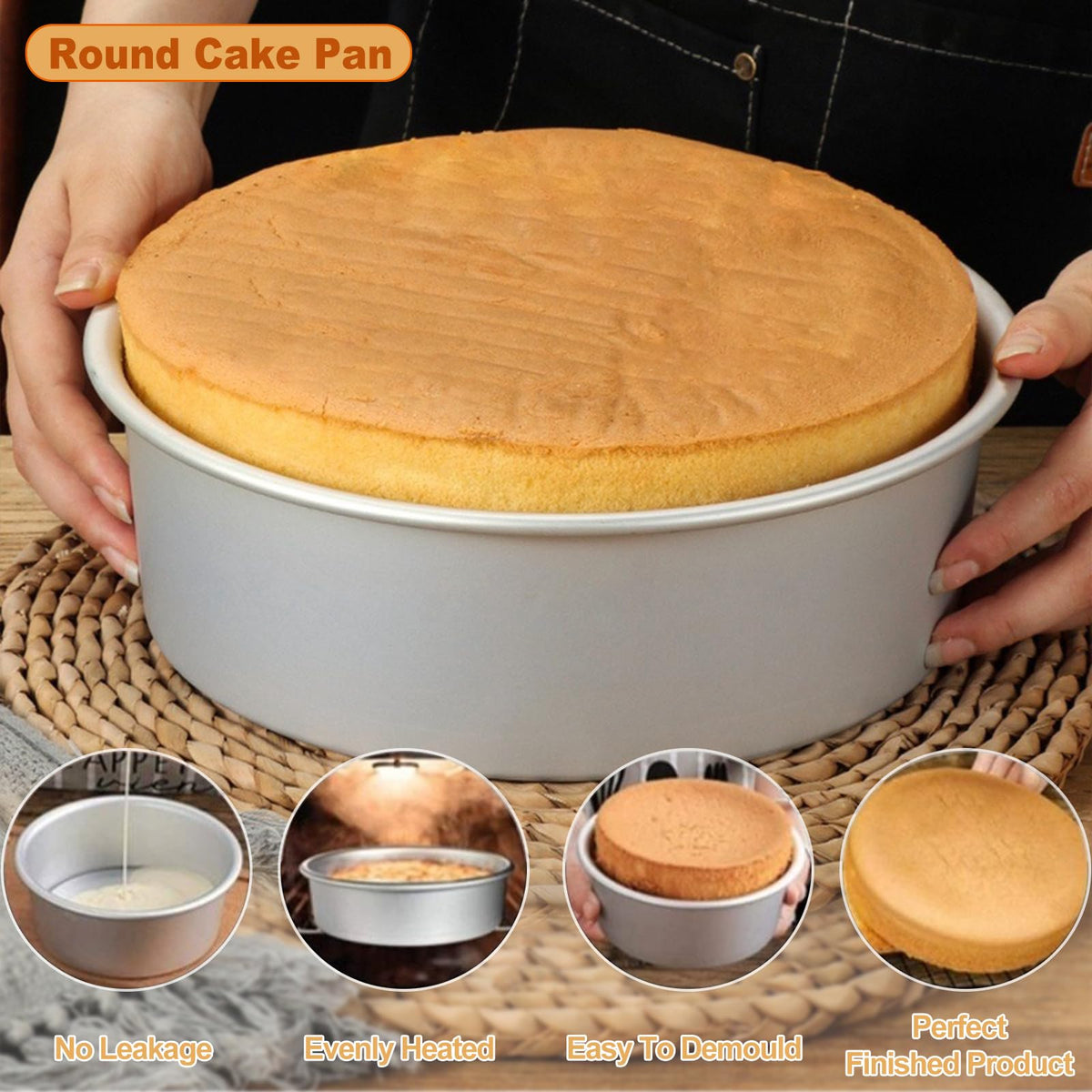 8 x 3 Inch Aluminum Round Cake Pan (3 Count)
