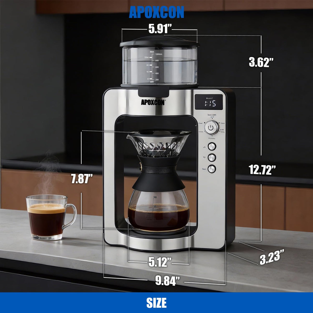 Automatic Drip Coffee Maker for Coffee Enthusiasts (33.814 Fl Oz)