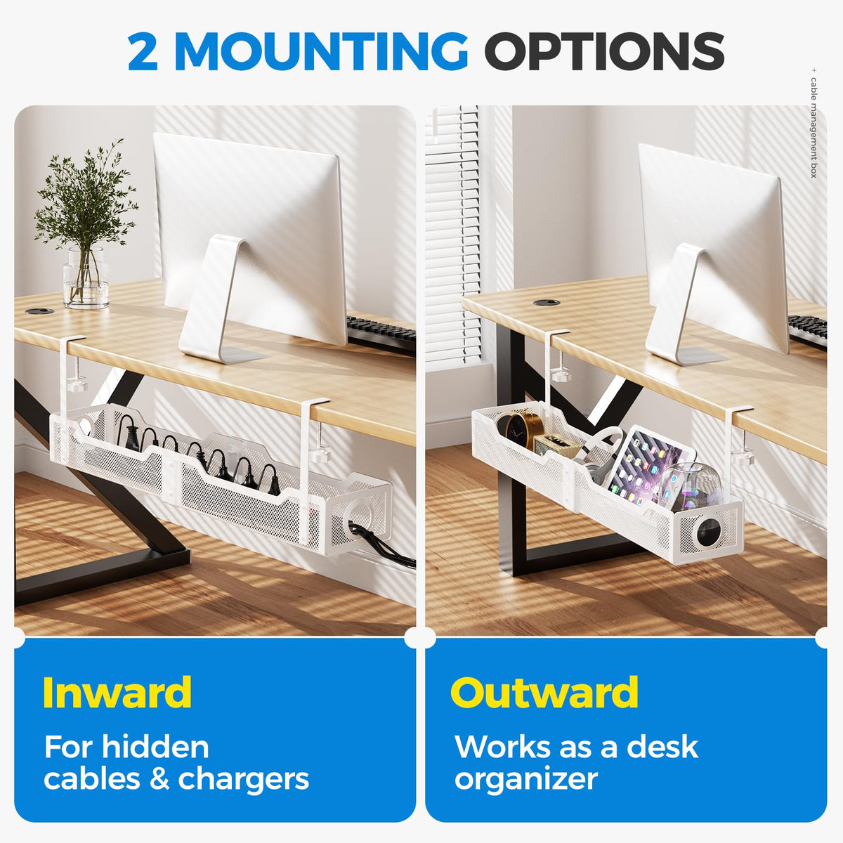 Upgraded] 25" Extra Large Under Desk Cable Management