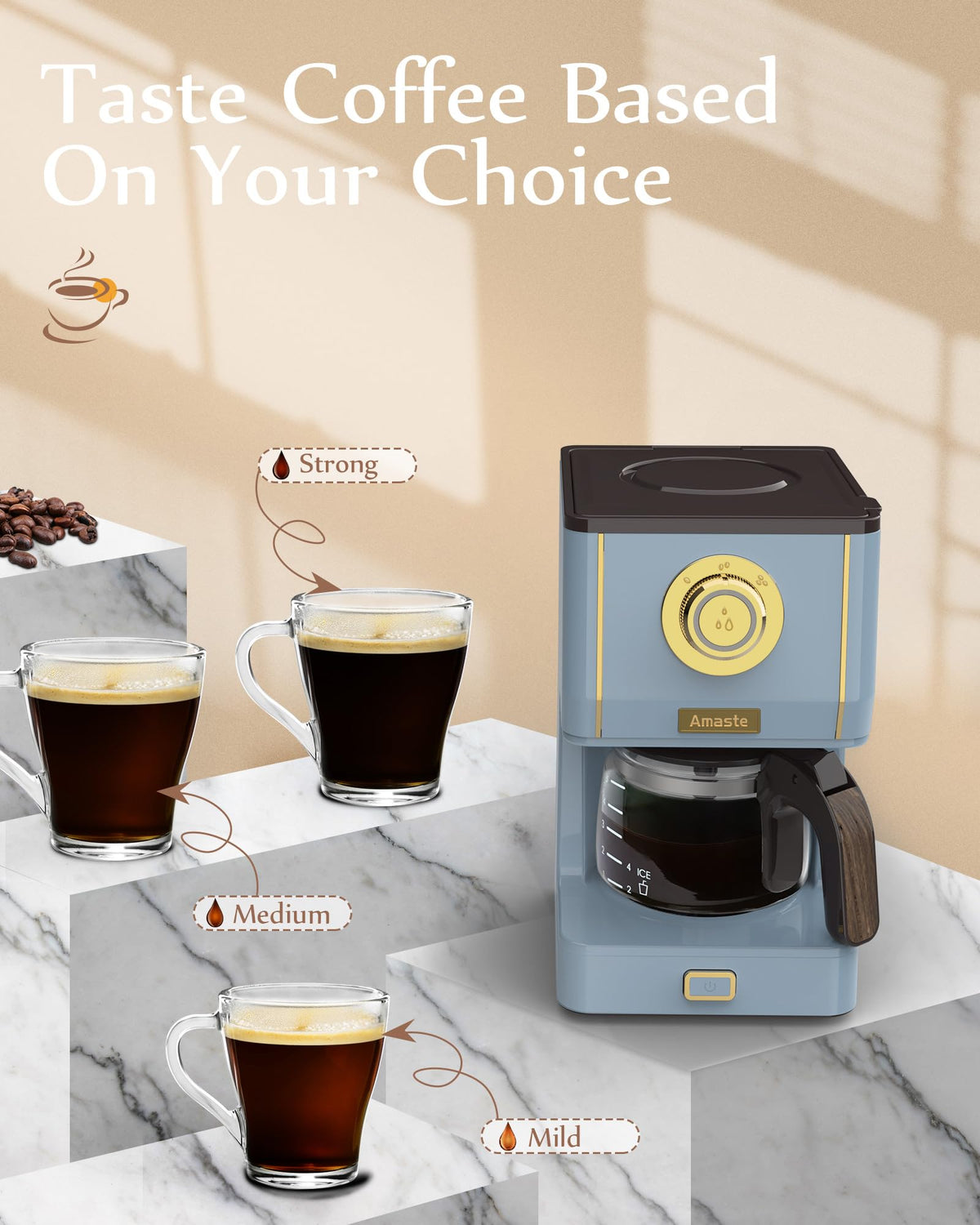 Coffee Maker 5 Cup Coffee Pot with Three Brewing Modes
