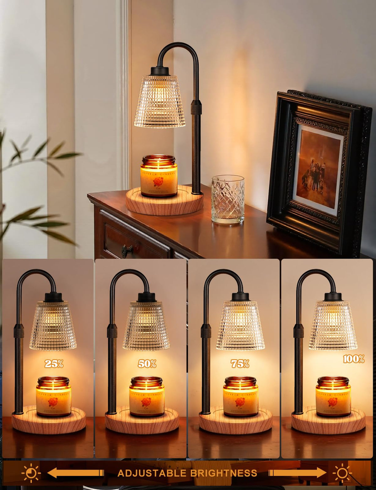 Rustic Candle Warmer Lamp with Timer