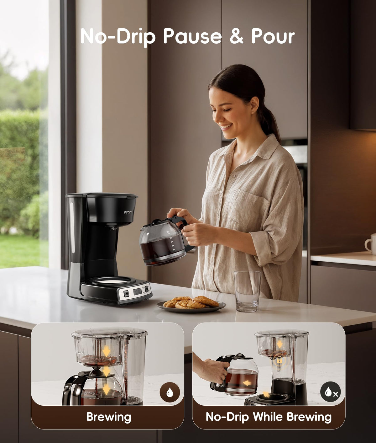 12 Cup Drip Coffee Maker with Electric Coffee Grinder Combos