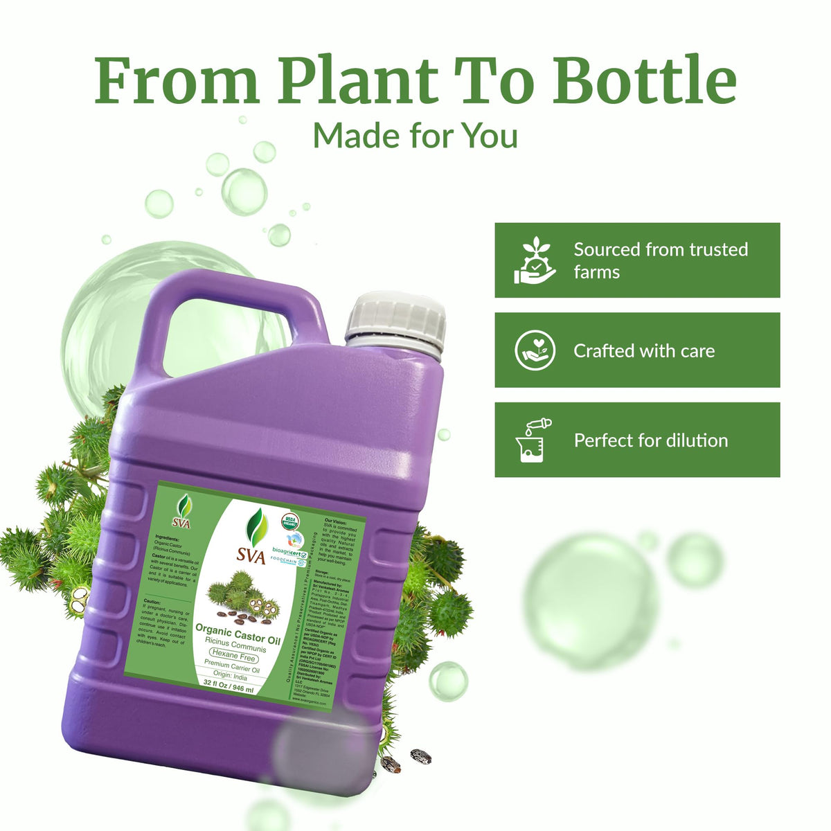 SVA Organic Castor Seed Carrier Oil (32 ounce)