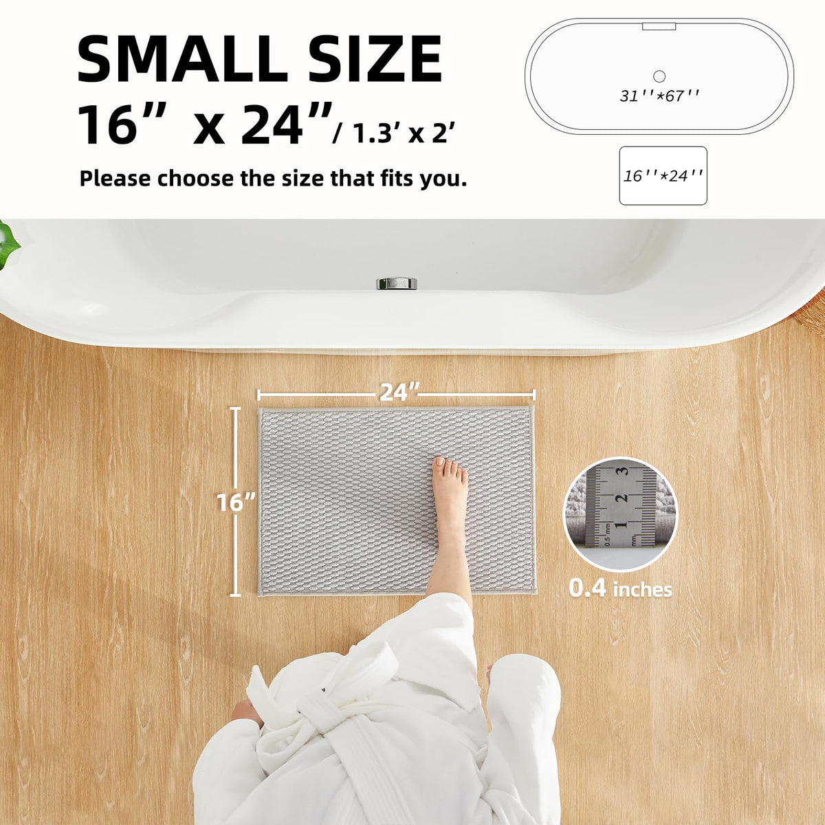 Bathroom Rugs Non Slip Washable (2.6667 Sq Ft)