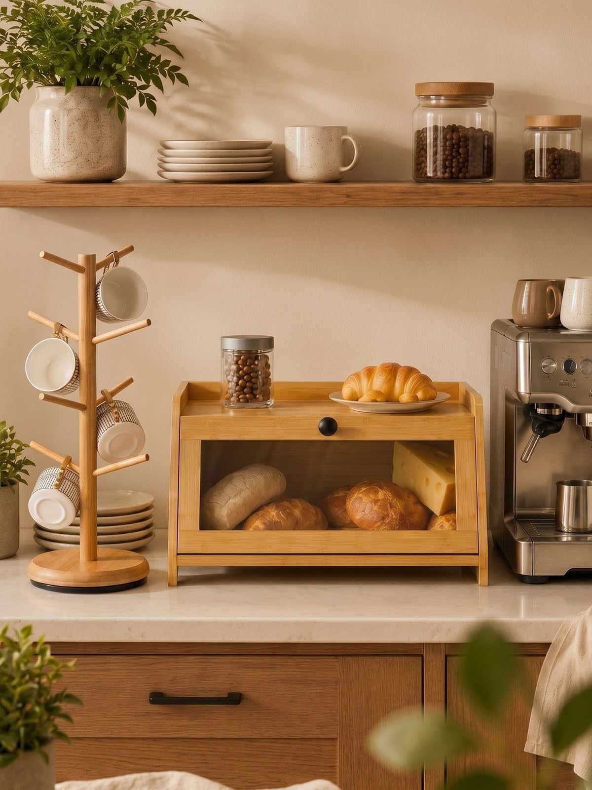 Bamboo Bread Box for Kitchen Countertop