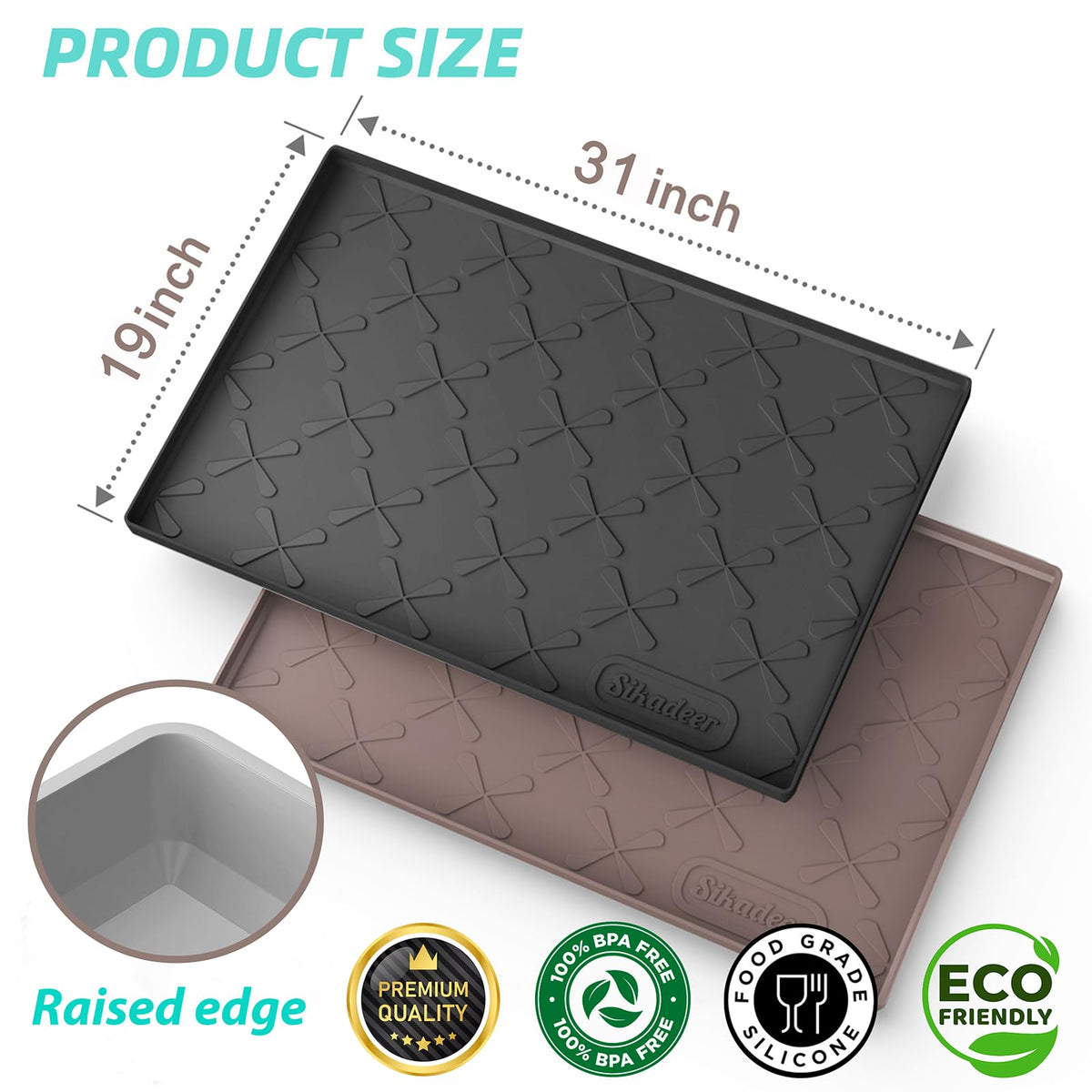 Waterproof Under Sink Mat 31" x 19" Silicone Mat Cabinet Protector