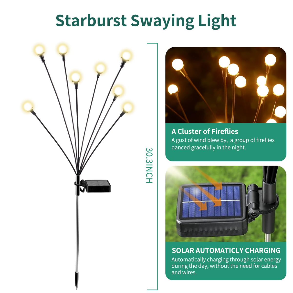 Solar Lights Outdoor Waterproof 4 Pack of 32 LEDs Garden Patio Firefly Decoration Unique Gifts Women Grandparents (4 Count)
