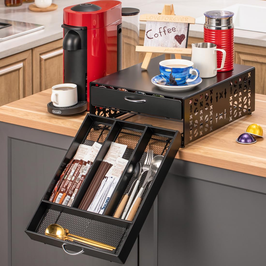 for Vertuo Pod Holder Coffee Accessories Organizar for Nespresso Pod Storage Large Capacity Fits All Size Coffee Station for Coffee Bar