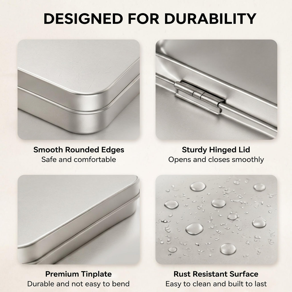 10 Pack Metal Tin Boxes with Hinged Lids (10 Count)