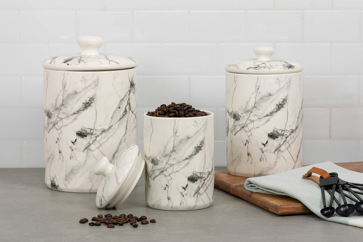 Marble Ceramic Kitchen Canister Set (3 Count)
