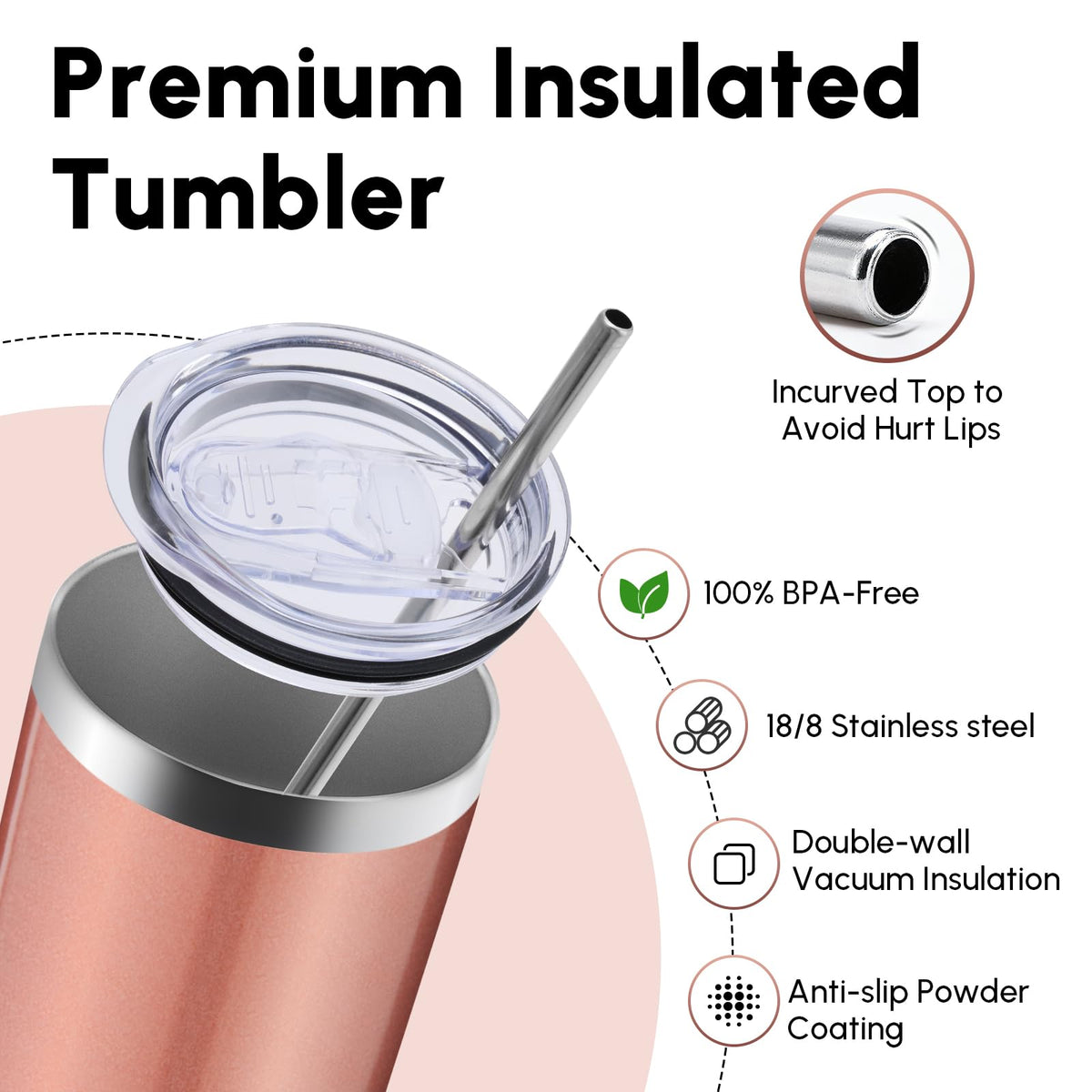12 Pack Skinny Tumblers with Lid and Straw