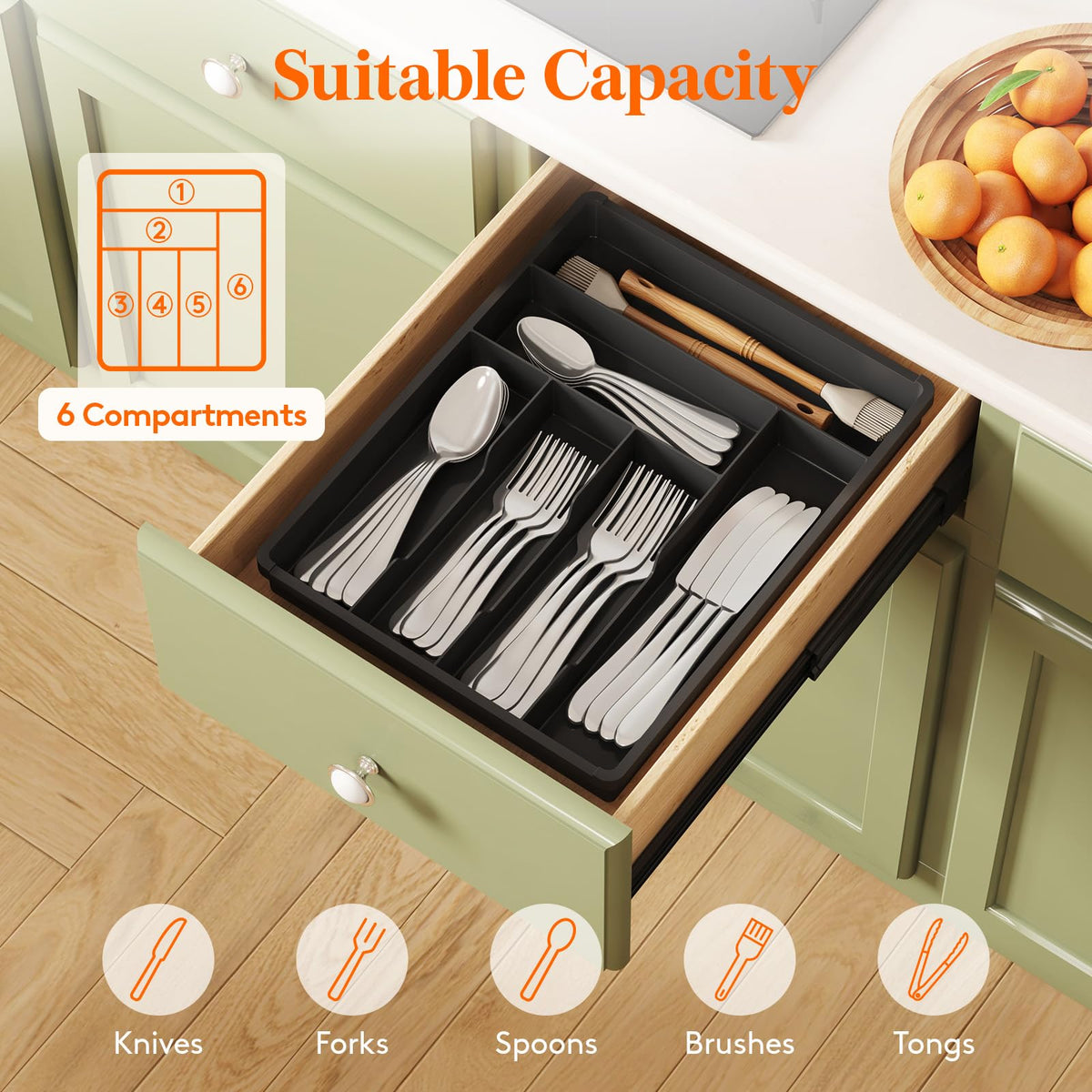 Silverware Drawer Organizer Tray